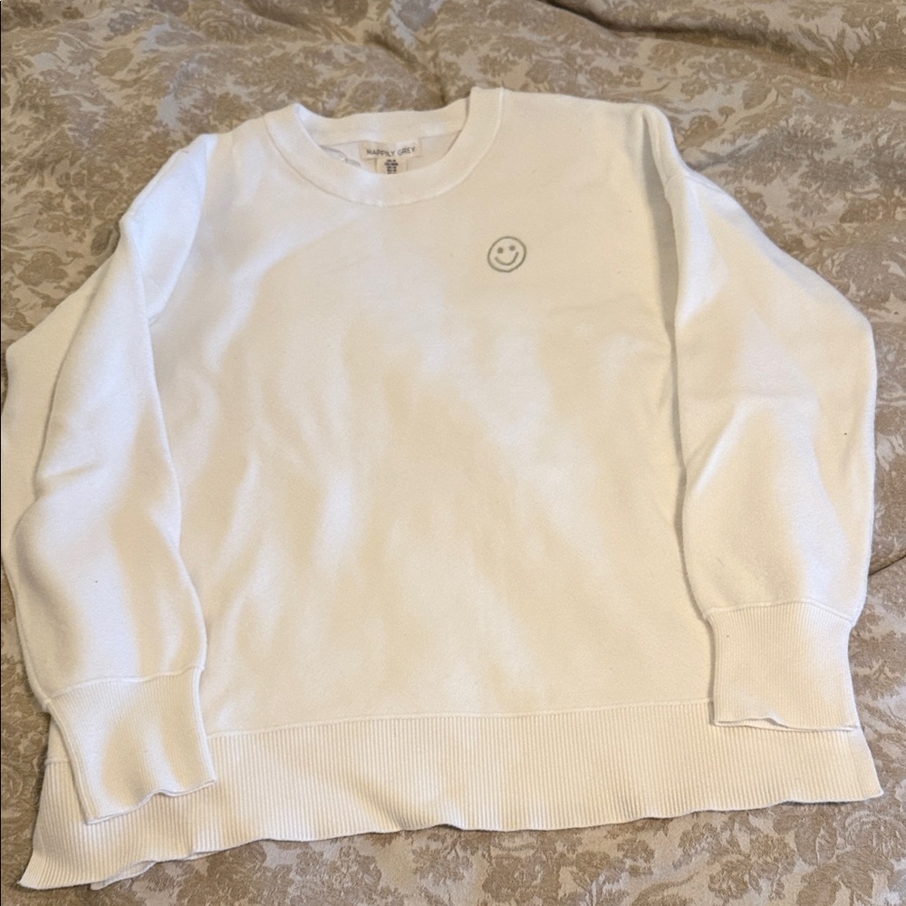 White Smiley Face Women's Sweater